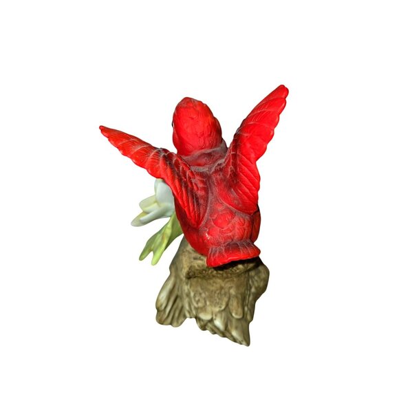 Cardinal Bird on Tree w Flower VTG 80's Lefton Figurine - Picture 5 of 8